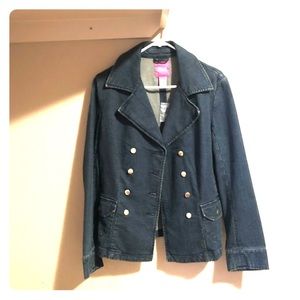 Denim pea coat.